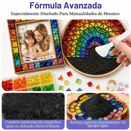 Vista 3 de Lechada de cristal de mosaico negro de 9oz para manualidades, lista