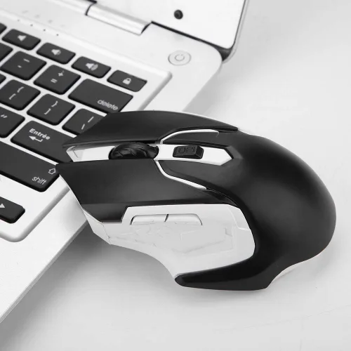 Vista 2 de Ratón para juegos, mouse silencioso delgado recargable, mouse de computadora de 2.4 G con receptor USB, 1200 DPI, mouse óptico para PC, laptop