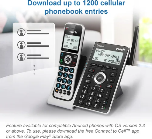 Vista 8 de VTech VS306-5 DECT 6.0 5 teléfonos inalámbricos para el hogar con Bluetooth, sistema de contestación, bloqueador de llamadas inteligente, anuncio