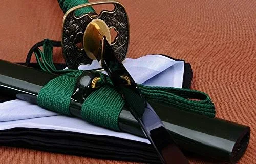 Vista 8 de Espada ninja samurai japonesa GLW de 41 pulgadas hecha a mano de acero negro con hoja afilada