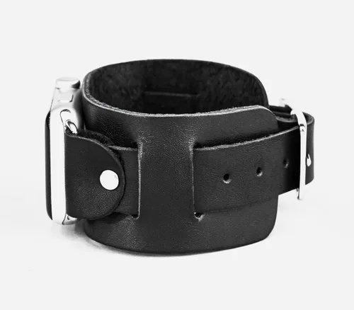 Vista 6 de Correa ancha de cuero compatible con Apple Watch de 1.496 in 1.575 in 1.614 in 1.654 in 1.732 in 1.772 in 1.811 in 1.929 in, hecho a mano UA 1240