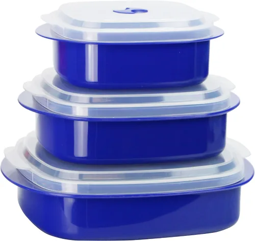 Vista 7 de Kit de 6 unidades de recipientes de cocina para microondas, vaporera y refrigerador, de Callypso Basics por Reston Lloyd, 1, Celeste