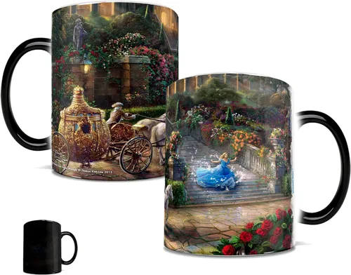 Vista 7 de Morphing Mugs Disney Thomas Kinkade - Reloj de Cenicienta Strikes Midnight 11 oz Taza de cerámica que cambia el calor Diseño oculto revelador