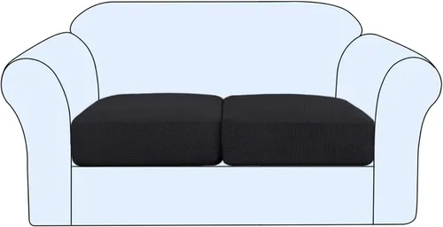 Vista 22 de Funda de cojín elástica para sofá, funda de asiento, funda de sofá de dos plazas, protector de elastano elástico para muebles para asiento (negro, 1)