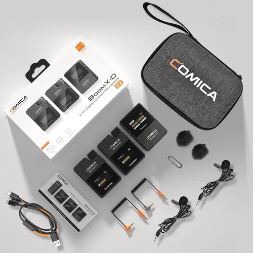 Vista 8 de Comica BoomX-D2 - Sistema de micrófono inalámbrico para cámaras, videocámaras, teléfonos inteligentes, portátiles, micrófono de solapa inalámbrico