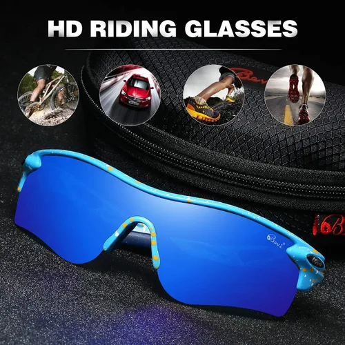 Vista 5 de Bevi Lentes de sol deportivos polarizados TR90, marco duradero y ultraligero para hombres y mujeres, béisbol, correr, ciclismo, golf