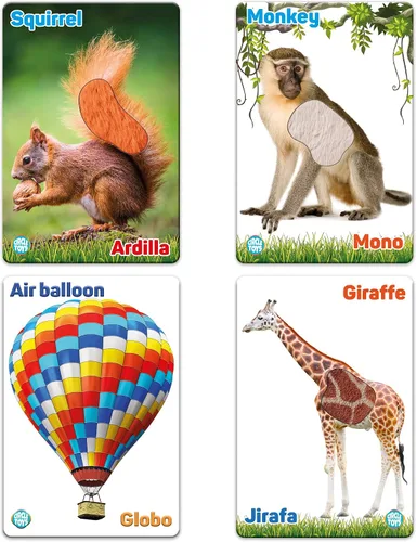 Vista 5 de My Touch and Feel - Tarjetas didácticas de doble cara con imagen bilingüe en inglés y español para bebés, niños pequeños, niños, aprender animales