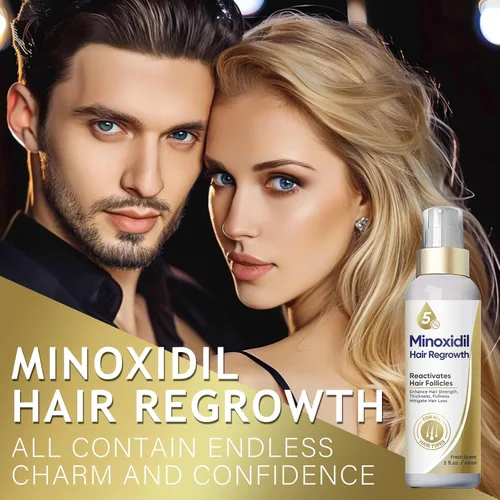 Vista 2 de Minoxidil para hombres y mujeres, suero de crecimiento del cabello mejorado al 5%, tratamiento de crecimiento del cabello para adelgazamiento