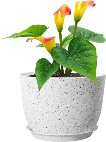 Vista 13 de Meowell Macetas grandes de 12 pulgadas con riego automático para plantas de interior y exterior, macetas para flores con orificios de drenaje