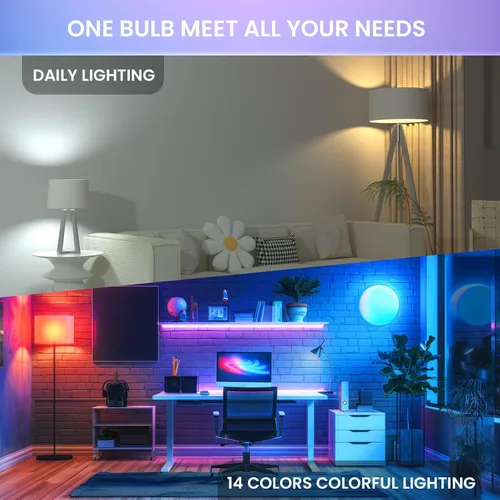Vista 4 de Bombilla LED E12 que cambia de color con control remoto 2 W E12 bombilla multicolor RGB/3000K/6000K/Base de candelabro regulable Bombillas de luz