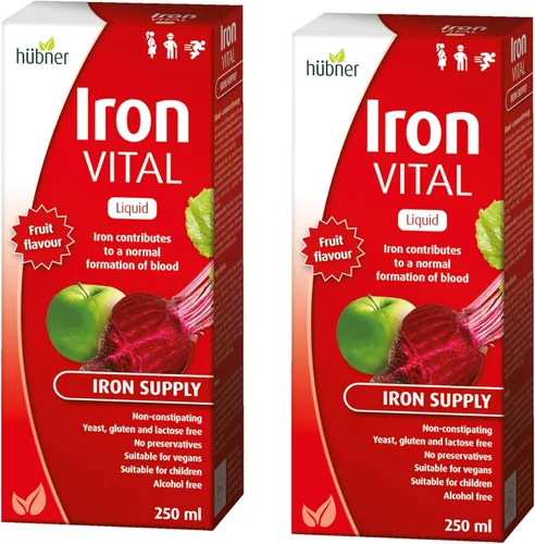 Vista 11 de hübner Iron Vital Suministro de hierro líquido más vitamina C, suplemento dietético para adultos y niños, vegano y sin gluten, sabor a fruta, caja
