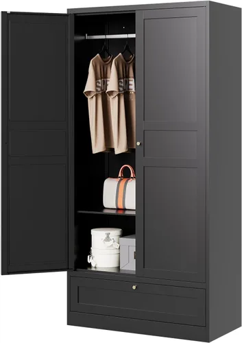 Vista 14 de Letaya Armarios de Metal para Ropa con Cerradura, Casillero de Ropa 72" X 36" X 18" Armarios de Almacenamiento para Habitación del Hogar