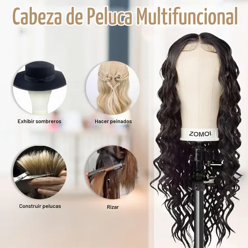 Vista 2 de Cabeza de maniquí para pelucas con gorras de peluca, pasadores en T