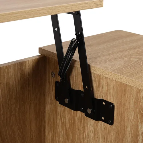 Vista 6 de Mesa auxiliar bohemia con tapa elevable con almacenamiento para sala de estar, dormitorio, mesa auxiliar rectangular baja acanalada con cajones