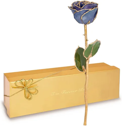 Vista 13 de Forever Rose Sumergido a mano en oro de 24 quilates, piedra natal de junio Perla de junio