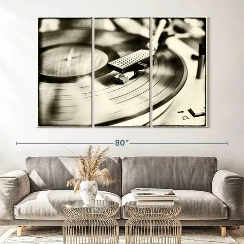 Vista 25 de Elephant Stock BW - Reproductor de discos de vinilo para pared, lienzo horizontal, decoración de pared de sala de estar de 3 piezas, impresión