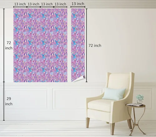 Vista 6 de Lunarable Papel tapiz autoadhesivo de hongos para el hogar, composiciones de espirales trippy y ojos de ensueño, autoadhesivo para sala de estar