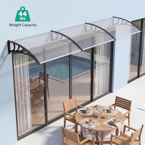 Vista 3 de Tangkula Paquete de 2 toldos de ventana de 30 x 39 pulgadas, toldo moderno de policarbonato para puerta superior con hoja hueca para protección