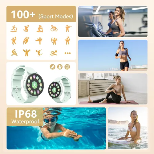 Vista 4 de Reloj inteligente para hombres y mujeres, rastreador de actividad con más de 100 modos deportivos, rastreador de actividad para iOS/Android