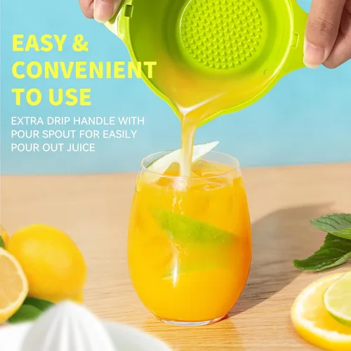 Vista 3 de Exprimidor de cítricos, exprimidor de limón, fruta naranja, exprimidores manuales de mano con boquilla de vertido, 8.5 fl oz