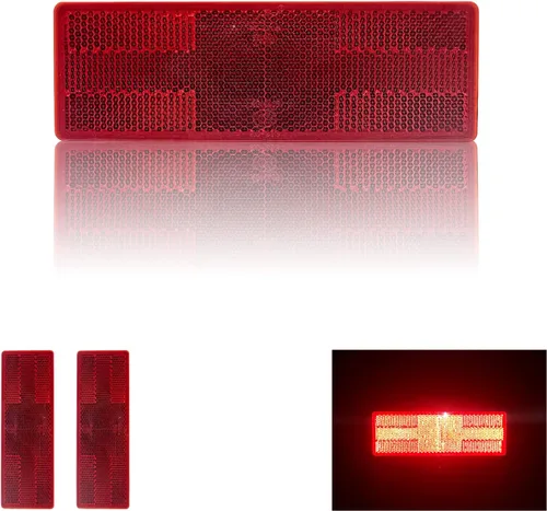 Vista 15 de Reflector - Rectángulo autoadhesivo de seguridad, impermeable, para entrada de buzón de remolque (modelo A/2 unidades, naranja)