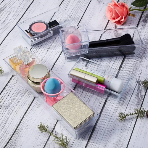 Vista 8 de Bandeja organizadora de 14 cajones de plástico transparente para maquillaje, utensilios de cocina, joyas y accesorios