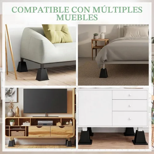 Vista 8 de Novabright Paquete de 4 elevadores de cama para dormitorio universitario de 6 pulgadas, extensores de cama de plástico extra resistentes, apilables