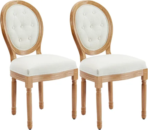 Vista 27 de Juego de 2 sillas de comedor de ratán, sillas de comedor de estilo francés rústico de mediados de siglo, sillas de comedor de acento estilo granja
