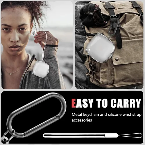 Vista 7 de Inesore para Beats Fit Pro con funda de bloqueo de seguridad (transparente) Safety Lock Design Prevents Loss; Clear Anti-Yellow PC Shell; 3-in-1
