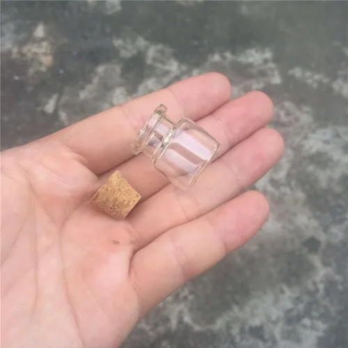 Vista 3 de Mini botellas de vidrio con tapón de corcho transparente de 0.1 fl oz, frascos pequeños, frascos, frascos, botella de deseos, 100