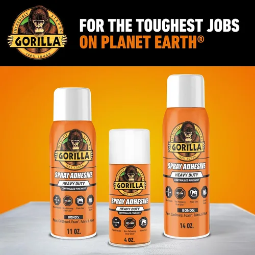 Vista 7 de Gorilla Adhesivo en aerosol resistente, pegamento transparente, 14 onzas (paquete de 1), multiusos con boquilla cómoda para interiores o exteriores