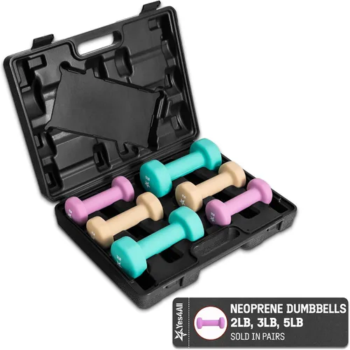 Vista 27 de Yes4All Neoprene Dumbbells, Pairs and Sets with Rack for Home Workouts A. Púrpura