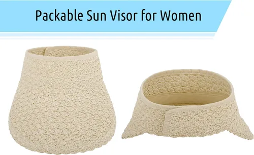 Vista 5 de Visera de ala ancha plegable para mujer, visera de paja para golf