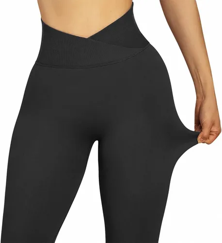 Vista 4 de Suuksess - Leggings cruzados sin costuras para mujer con levantamiento de glúteos cintura alta pantalones de yoga