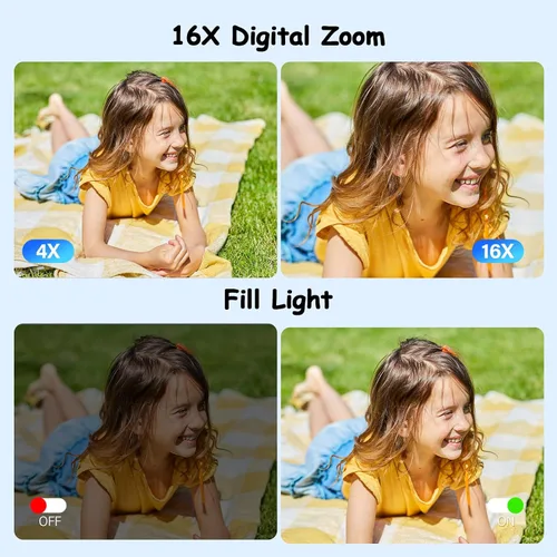 Vista 4 de JDZ Cámara digital 4K para fotografía con enfoque automático, cámara de vlogging de 48MP para YouTube, zoom 16X retro estilo CCD cámara compacta