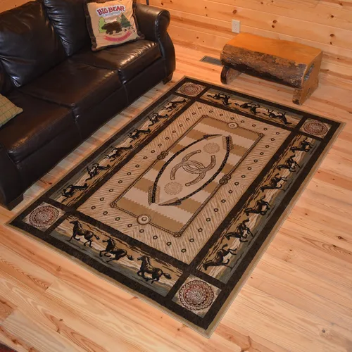 Vista 2 de Western Horse - Alfombra beige de 2 x 3 pies, 2 x 3 pies
