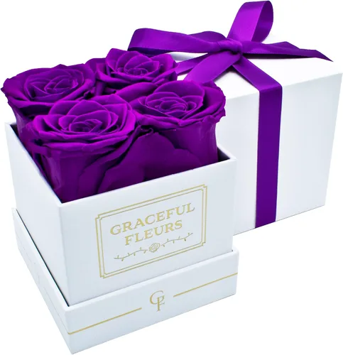 Vista 12 de Graceful Fleurs - Rosas reales de larga duración en una caja durante años, flores frescas preservadas para siempre para cumpleaños, Día de la Madre