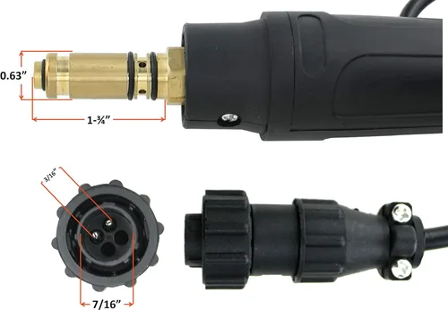 Vista 2 de SÜA - Antorcha MIG de 250 amperios compatible con Lincoln/Tweco - Cable de 12 pies - Conector de señal de dos pines