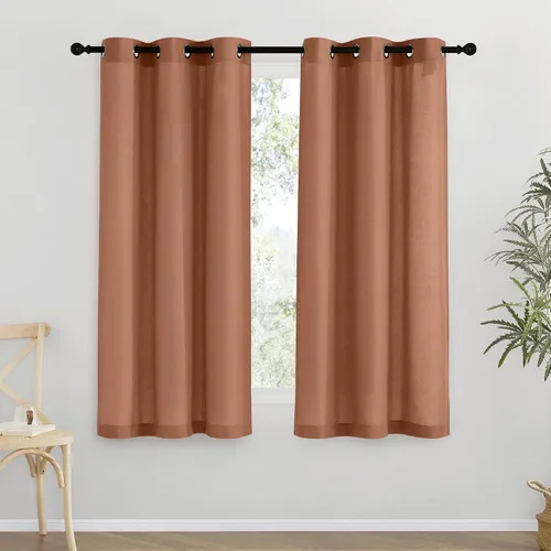 Vista 247 de NICETOWN - Cortinas de lino angora para ventana de cocina sobre el fregadero, con ojales, lino grueso angora, tratamientos cortos para ventanas
