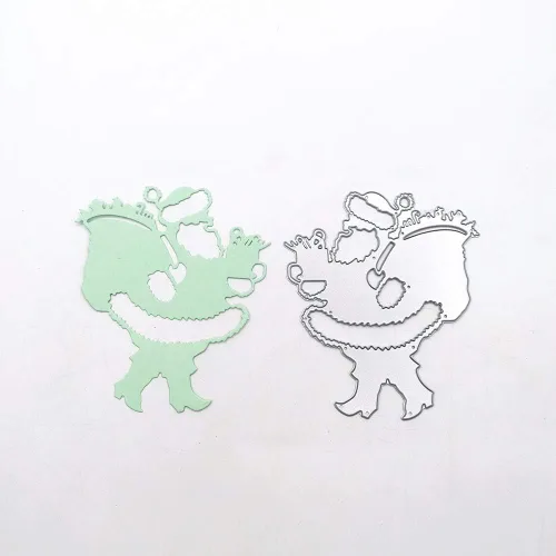 Vista 4 de Troqueles de metal para Papá Noel, Navidad, Papá Noel, lleva una bolsa, Papá Noel trae regalos troquelados troquelados, plantillas en relieve, molde