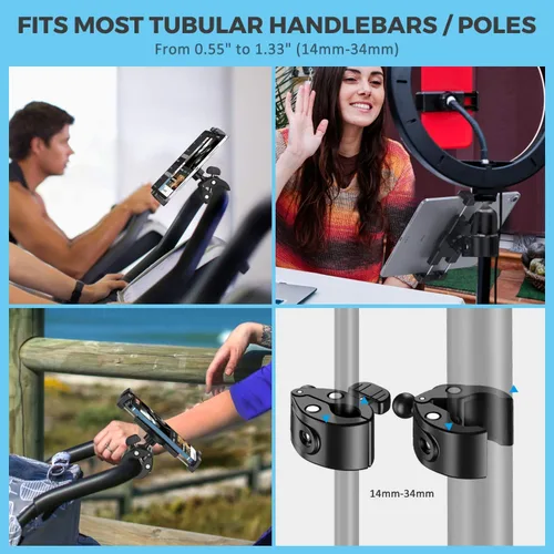 Vista 7 de KDD Soporte de Montaje para Tableta de Bicicleta de Spinning, Soporte para Teléfono iPad, Montaje de Manillar de Bicicleta de Ejercicio