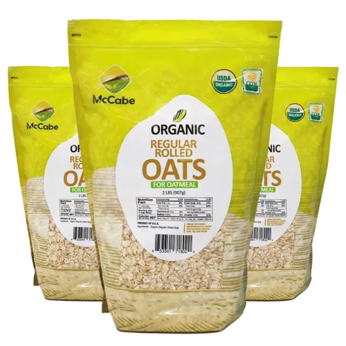 Vista 3 de McCabe Avena orgánica enrollada regular – Avena enrollada orgánica Rica en fibra y minerales Certificado USDA y CCOF Producto de Estados