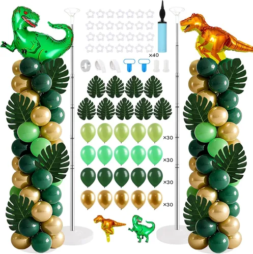 Vista 12 de 2 juegos de globos negros dorados y rojos, kits de soporte de columna de globos ajustables con 4 estrellas, guirnalda de noche de película, globos