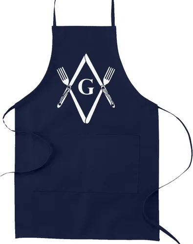 Vista 4 de Cuchillos y tenedores Square & Compass Masonic Cooking Kitchen Delantal - [Negro]