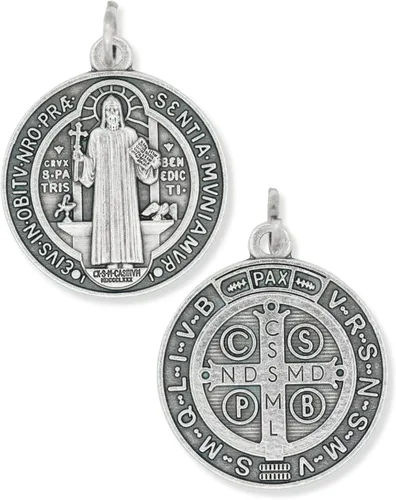 Vista 7 de Caritas et Fides Paquete a granel de 3 medallas redondas de San Benito católicas poderosas protección contra el mal y la adicción 1 14 pulgadas