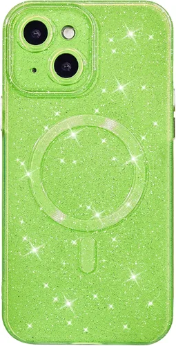 Vista 13 de oakxco Funda con Purpurina para iPhone 13 Pro Funda de Teléfono de Silicona Compatible con Magsafe, Femenina Linda Brillante con Lentejuelas