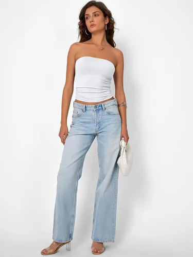 Vista 6 de Trendy Queen Top corto bandeau sin tirantes para mujer Blanco