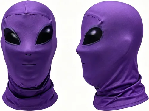 Vista 10 de Máscara de capucha de alienígena, máscara de cara completa, pasamontañas para Halloween, cosplay, fiesta, accesorios de broma