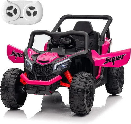 Vista 12 de Run Fast - Automóvil eléctrico de 12 V para niños con control remoto para padres, juguete de paseo con batería eléctrica para niños de 3 a 5 años
