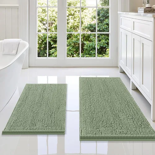 Vista 96 de Juego de alfombras de baño Smiry de 2 piezas, suave alfombra absorbente de chenilla y juego de alfombra en forma de U para inodoro, alfombra de baño